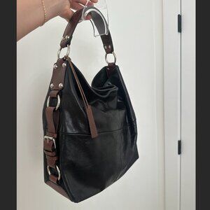 Black Leather Tano Original Boogie Bucket Hobo Bag